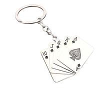Playing Cards Keychain - Metal Poker Keyring - Playing Card Pendant Keyring Playing Cards for Backpacks Bags Keys for Adults, Black, Refer to description