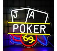 Playing Cards Neon Sign Poker Neon Sign for Casino Theme Party Decorations Led Poker Neon Light Sign for Casino Bar Play Poker Room Man Cave Teen Room Wall Art Man gifts