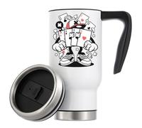 Playing Cards Poker Graphic Four of A Kind Ace Vacuum Insulated Thermal Travel Coffee Mug 480ml White