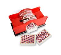 Playing Cards Shuffler, 1-2 Deck of Card Holder, Easy Hand Cranked System, Card Shuffling Machine, Casino Card Shuffler for Blackjack Poker Texas Hold Em Card Games for Home, Travel, Business(Red)