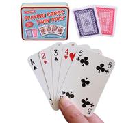 Playing Cards Twin Pack with Rules in Metal Tin Classic Card Games Set for Family Fun Entertaining Gift for All Ages Laminated Blue and Red Decks Durable Travel Traditional Game