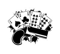Playing Cards Wall Stickers for Living Room Poker Risk Gambling Gun Luck Vinyl Wall Decal Game Room Bedroom Decoration Large - 57x69cm