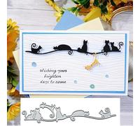 Playing Cat Metal Die Cuts for Card Making,Christmas Cute Cats Card Cutting Dies Cut Stencils DIY Scrapbooking Album Decorative Embossing Paper Card Embossing Craft