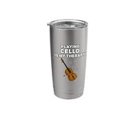 Playing Cello is My Therapy, Cellist Funny Stainless Steel Insulated Tumbler