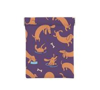 Playing Dachshund, Squeeze Top Wallet Women Storage Bag Small Coin Purse Change Pouch