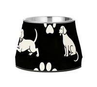 Playing Dog Black and White Brother Bowl for Pets Elevated Stainless Steel Cats Basic Bowls for Slow Feed Dogs Whisker Relief
