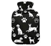 Playing Dog Black and White Brother Cute hot Water Bottle with Soft Cover, 1L Warm Compress for Period Cramps,Period Cramps,Bolsa para cólicos menstruales