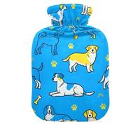 Playing Dog Blue Brother Water Bottle for hot Water with Soft Cover, 2L hotwater Bag for Pain Relief,Pain Relief,Bolsa Caliente para Dolores Menstrual