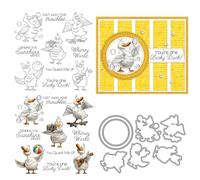 Playing Duck Stamps and Die Cuts for Card Making Animal Transparent Silicone Clear Stamp and Metal Cutting Dies Sets for DIY Scrapbooking Paper Crafting Seals Decorative Supplies