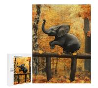 Playing Elephant Autumn Wooden Jigsaw Puzzles for Adults Funny Brain-Teasing Game Idea Puzzle Gift