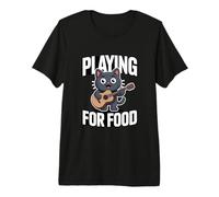 Playing for Food Cute Cat Guitar Musician Premium T-Shirt