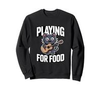 Playing For Food Cute Cat Guitar Musician Sweatshirt