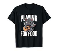 Playing for Food Cute Cat Guitar Musician T-Shirt