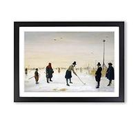 Playing Golf On The Ice by Hendrick Avercamp Framed Print | A2 Black Framed Wall Art | Ready to Hang | Modern Sport Picture | Living Room Bedroom Lounge Office