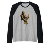 Playing Guitar Rock Music Sasquatch Raglan Baseball Tee