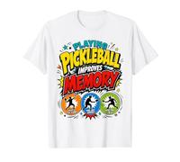 Playing Pickleball Improves Memory Paddle Sport Racquet Boys Value Graphic T-Shirt, Men, White, M