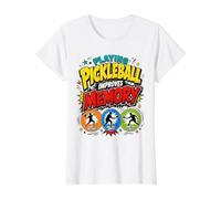 Playing Pickleball Improves Memory Paddle Sport Racquet Boys Value Graphic T-Shirt, Women, White, L
