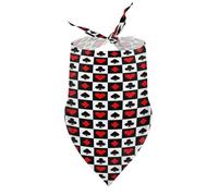 Playing Poker Card Suit Black White Checker Cute Pet Bandana Scarf Triangle Drool Bib Stylish Handkerchie Fit Cats Dogs Pet Gifts