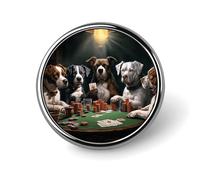 Playing Poker Dogs Button Pin Personalized Metal Lapel Pins Badges Classic Round Brooch Pin Novelty Unique Enamel Pins Cute Funny Pinback Button Badge for Jackets Backpacks Bags Coat