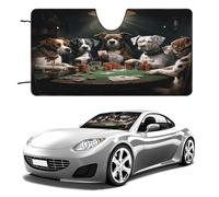 Playing Poker Dogs Car Windshield Sun Shade - Reflector Sunshade Offers Ultimate Protection for Car Interior, Cool Reflective Sun Blocker Fits Small Sedans, Mini SUVs 55"x30"