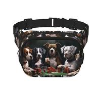 Playing Poker Dogs Fanny Pack For Women Waterproof Adjustable Belt Bags Waist Pack Fashion Casual Crossbody Bags Bum Bag For Running Workout Hiking Traveling, Black, One Size