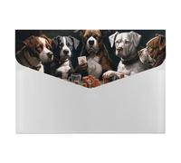 Playing Poker Dogs Folders with 6 Pack Pockets, Waterproof Organizer File Folder for Letter Size Paper, Accordian Folder with Snap for Home, Travel, Business, Office