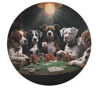 Playing Poker Dogs Jigsaw Puzzle Challenging Round Animals Puzzle Wooden Jigsaw Puzzles for Adults Families 195 PCS