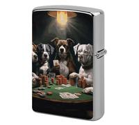 Playing Poker Dogs Lighter Case Metal Double-Sided Lighter Cover Pocket Lighters Sleeve Windproof Lighters Accessories for Men Women