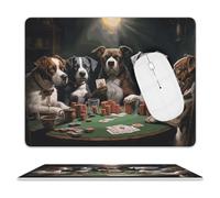 Playing Poker Dogs Mouse Pad Rectangle Premium-Textured Waterproof Leather Computer Mousepad, Stitched Edges Gaming Mouse Mat for Laptop, Home Office Decor Desk Accessories