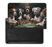 Playing Poker Dogs Passport Holder Passport Cover Protector Essentials with Credit Card Slots for Women Men