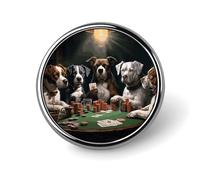 Playing Poker Dogs Round Badge Cute Enamel Lapel Pin Brooches Button Pin Personalized Clothing Decoration Unisex Badge Holder Hats Bags Shirts Decor