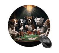 Playing Poker Dogs Round Mouse Pad Smooth Glide Gaming Mousepad Extra Density Portable Comfortable Mouse Mat for Desk, Home, Office 7.8x7.8 Inches