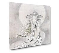 Playing the Flute by Kano Tan'yu Canvas Print | Gallery Wrapped 30mm Frame Wall Art | 20x20 inches | Ready to Hang | Asian Picture | Living Room Bedroom Lounge Office