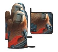 Playing The Piano And Groundhog Heat Resistant Colorful Kitchen Gloves Hot Pads, Cute Baker Stuff, Kitchen Gifts For Cooking Lover Cooks Mom