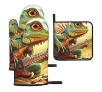 Playing The Piano Lizard Heat Resistant Colorful Kitchen Gloves Hot Pads, Cute Baker Stuff, Kitchen Gifts For Cooking Lover Cooks Mom