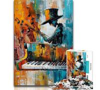 Playing The Piano Oil Painting Jigsaw Puzzles for Teenagers 1000 Piece Puzzle,Decompressing Intellectual Educational Toy Secret Santa Gifts (38x26cm)