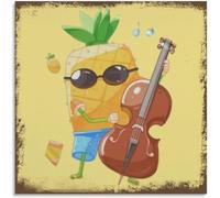 Playing violin pineapple Farm Square Metal Tin Sign Farmhouse Vintage 6 inch Metal Sign Welcome Pineapple Wall Door Hanger Decor Man Cave Sign Home Door Art Fruit Store Ranch Bar Kitchen Decor