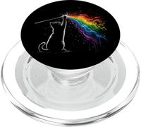 Playing with Light Cat Rainbow Funny Cat Aesthetic PopSockets PopGrip for MagSafe