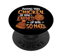 Playing Yarn Chicken Funny Knitting Crochet Yarn PopSockets Adhesive PopGrip