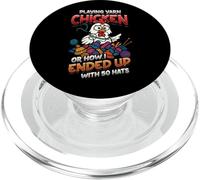 Playing Yarn Chicken Funny Knitting Crochet Yarn PopSockets PopGrip for MagSafe