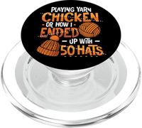 Playing Yarn Chicken Funny Knitting Crochet Yarn PopSockets PopGrip for MagSafe