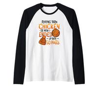 Playing Yarn Chicken Funny Knitting Crochet Yarn Raglan Baseball Tee