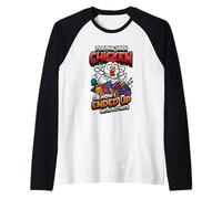 Playing Yarn Chicken Funny Knitting Crochet Yarn Raglan Baseball Tee