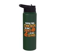 Playing Yarn Chicken Funny Knitting Crochet Yarn Stainless Steel Insulated Water Bottle