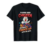 Playing Yarn Chicken Funny Knitting Crochet Yarn T-Shirt
