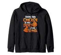 Playing Yarn Chicken Funny Knitting Crochet Yarn Zip Hoodie