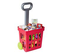 Playkidiz Toddlers Shopping Cart - Fill and Roll Grocery Basket - 24 Piece Small Size Toy Shopping Basket and Pretend Food Playset, Toys for Toddlers Age 3 Years and Up