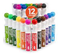 Playkidiz Washable Bingo Dabbers For Toddlers -12 Colors (40ml 1.35oz) Paint Marker Art Set - Water Based Bingo Pens - Non-Toxic Dot Markers For Kids