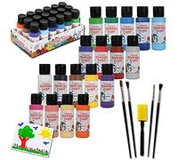 Playkidiz Washable Tempera Paints Age 3+ Set of 18 for children, Kids Non-Toxic Acrylic Paint, Kid Friendly, Kid Safe Paint Set, Includes Variety of Brushes, Color, Craft, Create and Party.