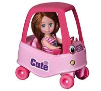 Playkidz Mini Doll Coupe Playset: Pretend Play Brunet Mini Doll with Super Durable Coupe for Children's Doll house or just Fun Play